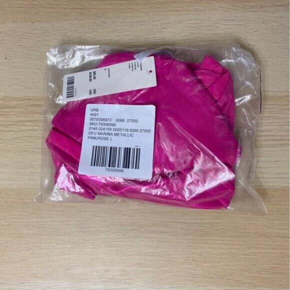 Urban Outfitters | Out From Under Marina Halter One Piece Swimsuit Metallic Pink - Picture 5 of 7